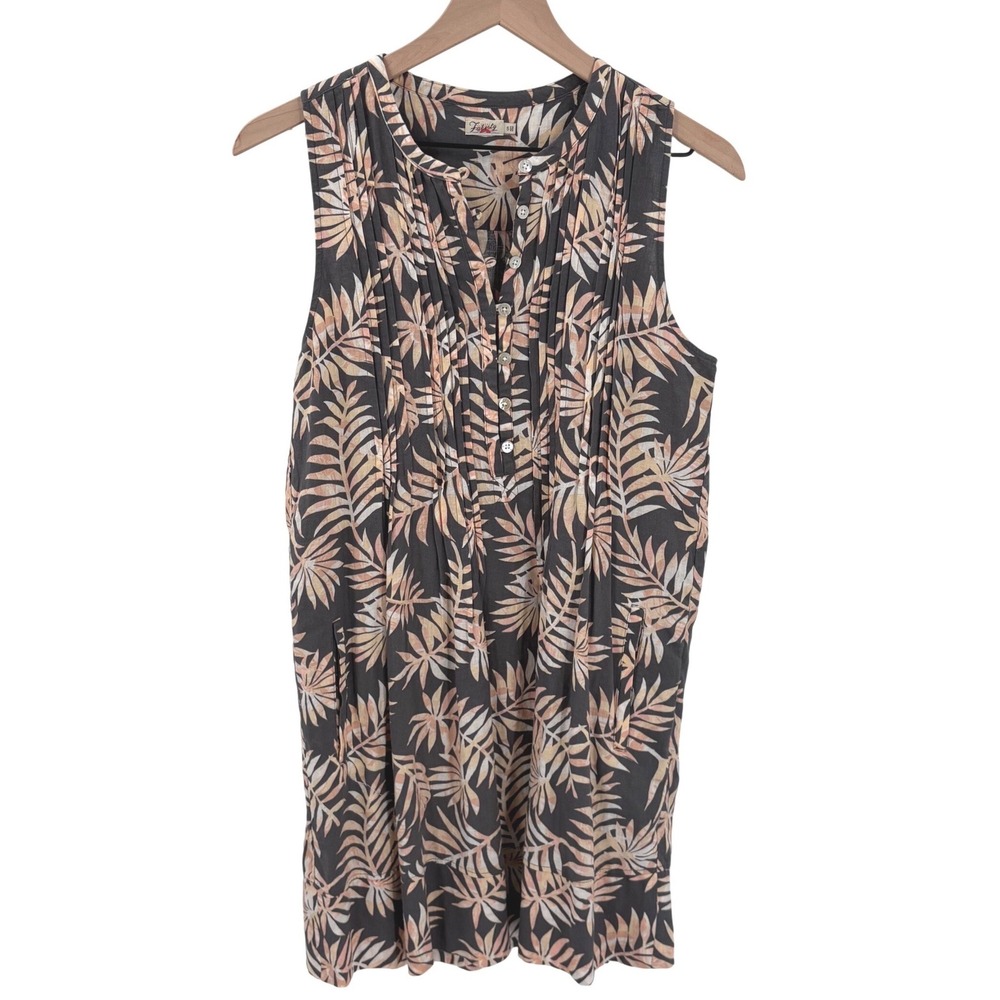 Faherty Womens‎ Isha Pintuck Dress Linen Tropical Palm Small